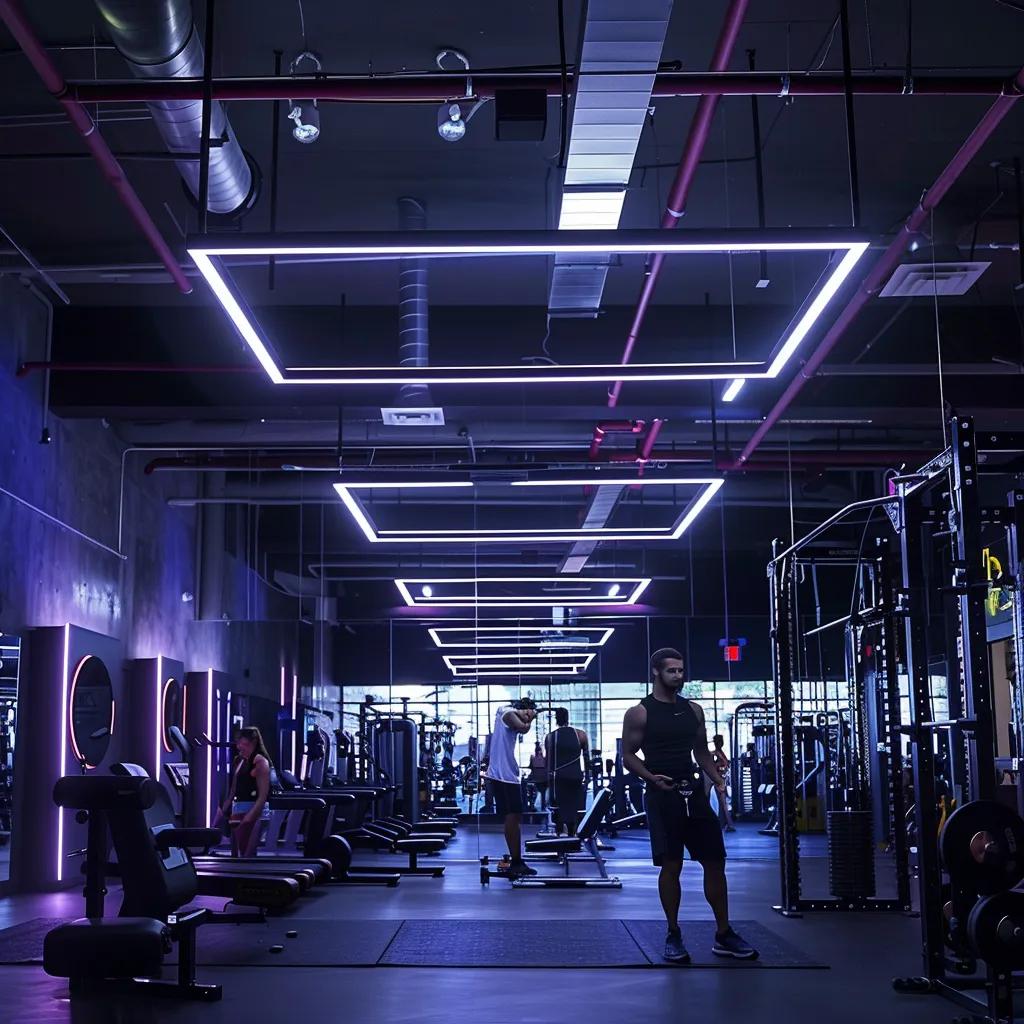 a dynamic fitness coaching session unfolds in a sleek, modern gym in culver city, showcasing a dedicated athlete engaged in an intense workout while being guided by an expert nutrition coach, illuminated by bright overhead lights that highlight their focused expressions and the vibrant gym equipment around them.