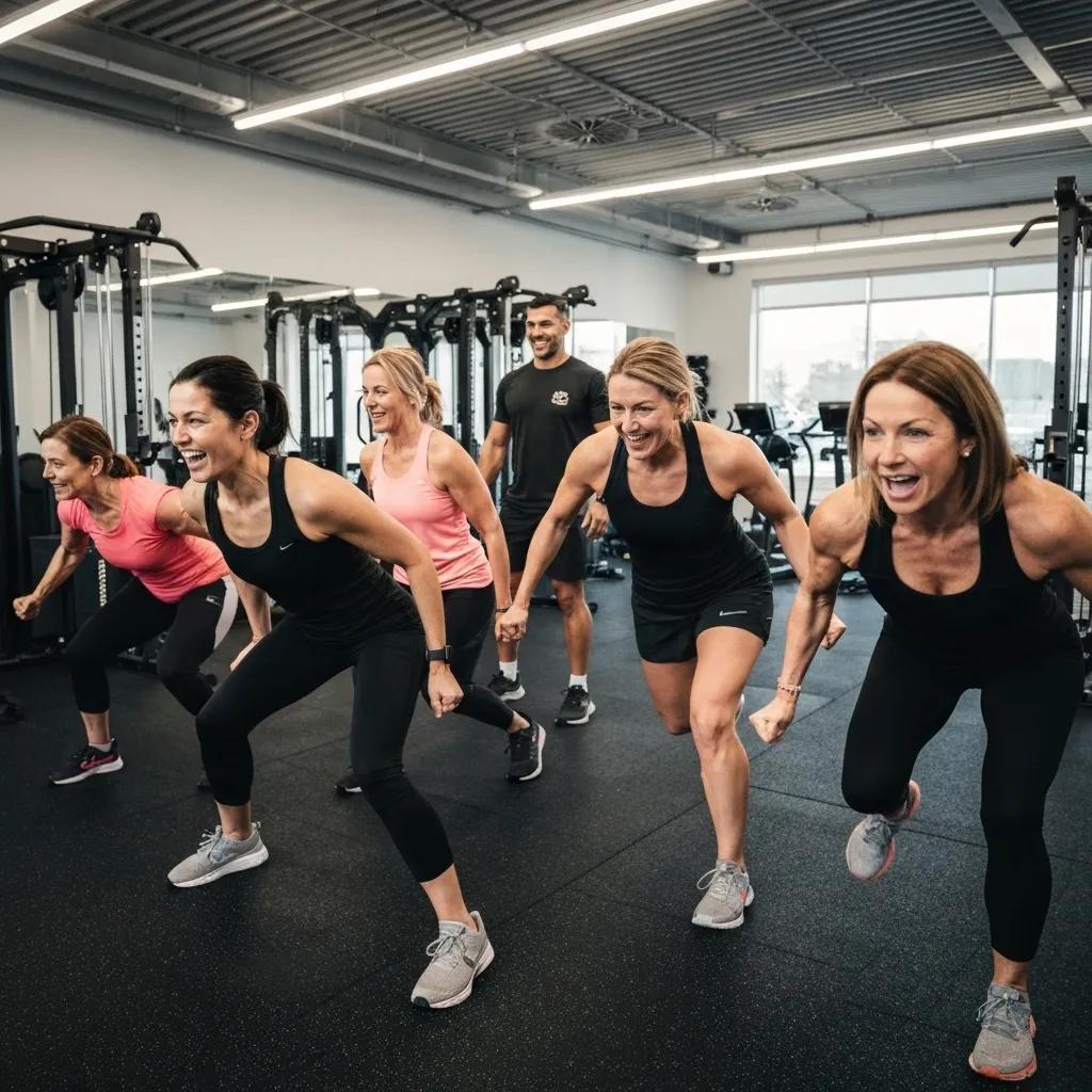 Small group workout session at Sweat 60 emphasizing community support and motivation