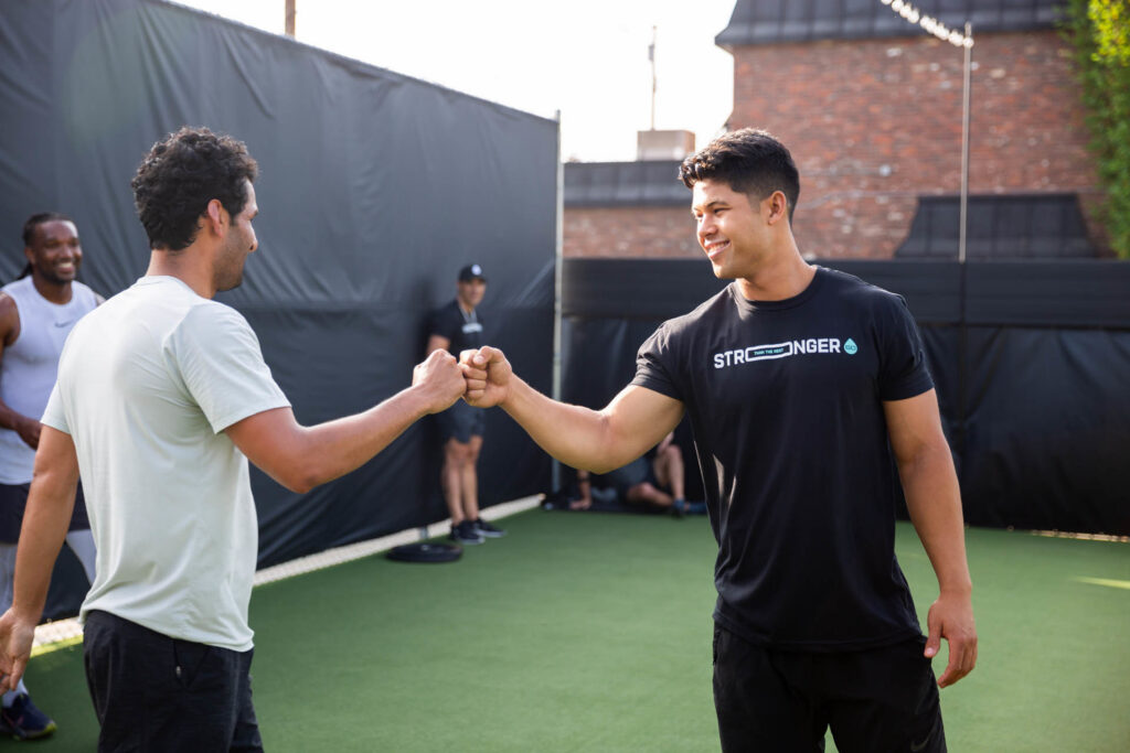 personal training session with coach and client